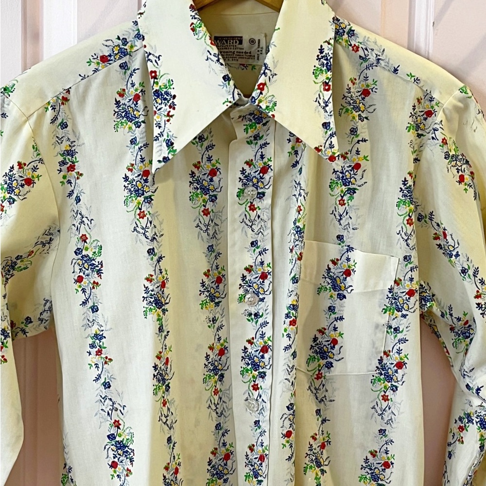 Vintage Montgomery Ward Womens Blouse Floral Stripe Button Shirt Cottagecore 18